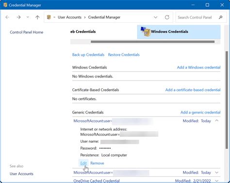 what are generic credentials in credential manager